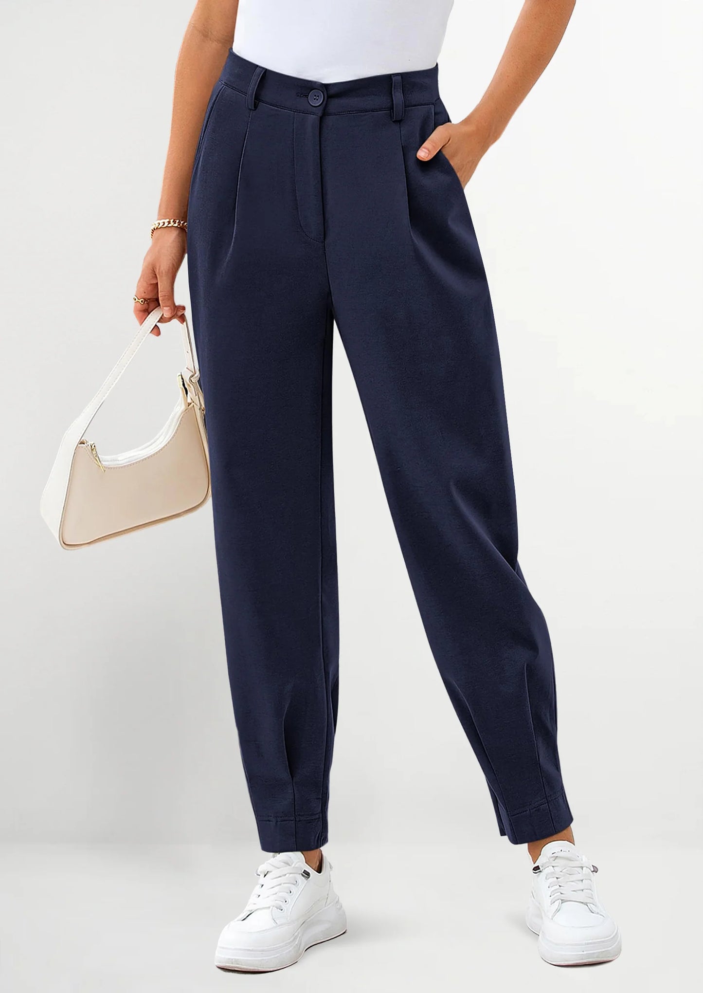 Womens Dress Pants Business Casual Trendy High Waisted Ankle Length Dressy Trousers Slacks Work Clothes