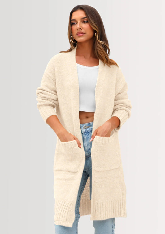 Fall Long Sleeve Cardigan Sweaters for Women Trendy Winter Open Front Loose Knitted Cardigans with Pockets