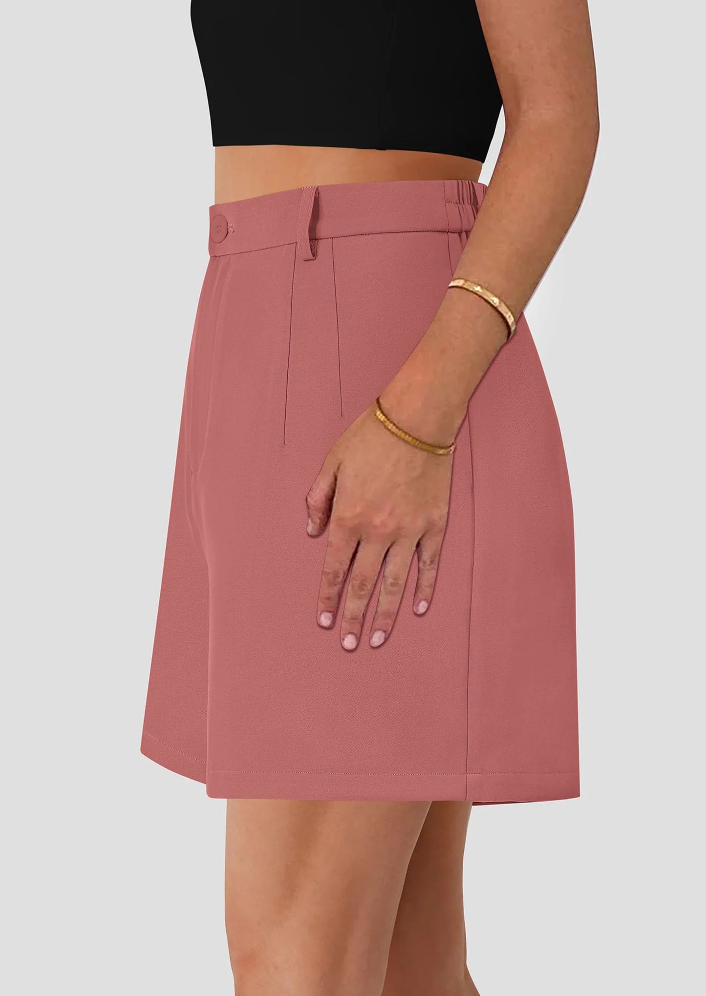 Shorts for Women Dressy Summer Elastic High Waisted Wide Leg Business Casual Work Shorts with Pockets