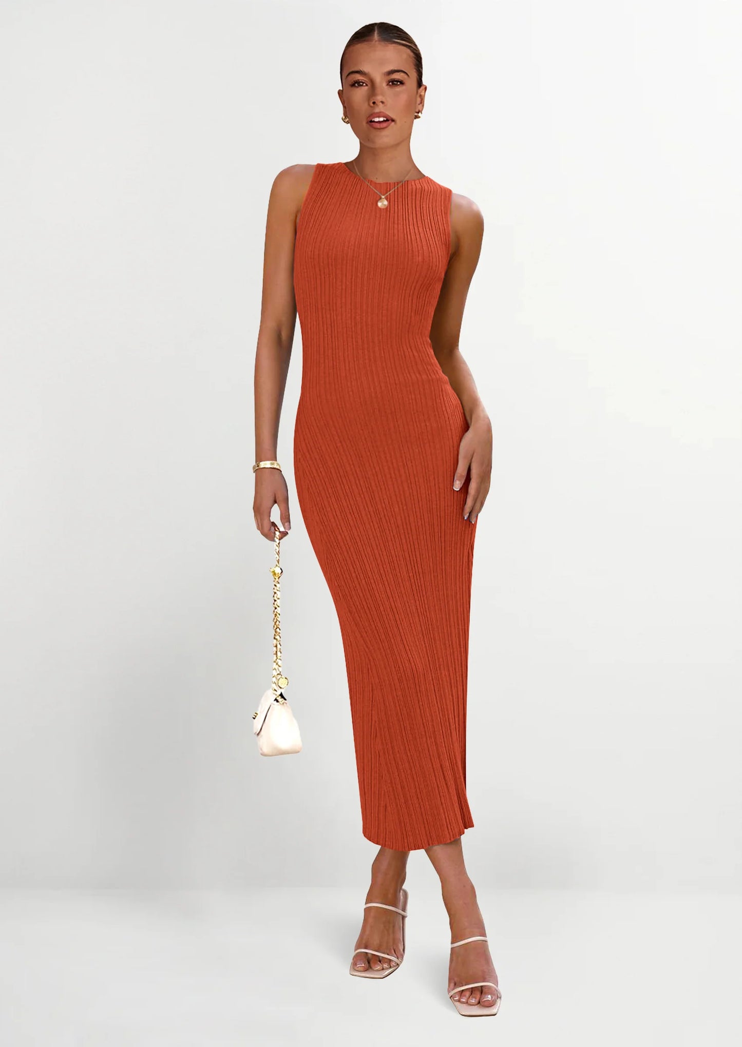 Women's Casual Maxi Dresses Ribbed Knit Sleeveless Bodycon Elegant Going Out Beach Vacation Clothes