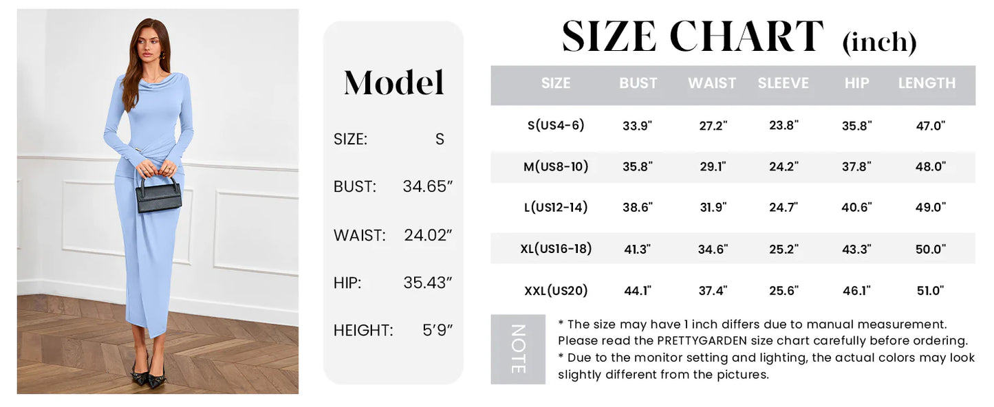 Women's Fall Wedding Guest Cocktail Midi Dresses Elegant Long Sleeve Bodycon Ruched Dress Fashion Clothing