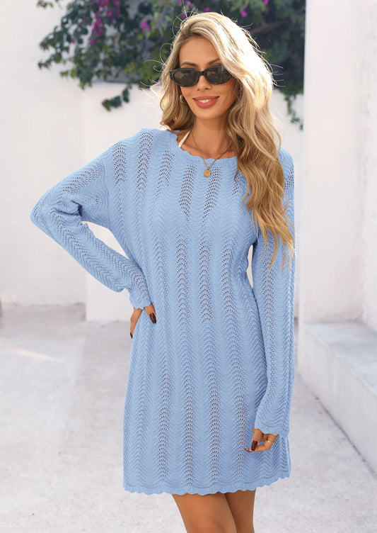 Women's Swimsuit Cover Up Summer Bathing Suit Swimwear Crochet Knit Dress Fashion Beach Vacation Clothes