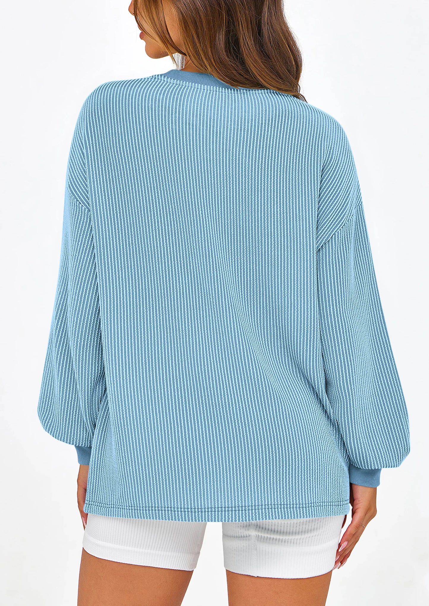 Women's Long Sleeve Tee Shirts Spring Fall Trendy Clothes Casual Loose Crewneck Ribbed Blouse Tunic Tops
