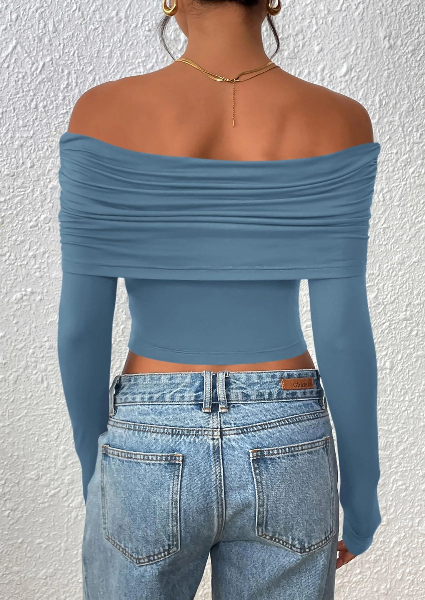 Women's Long Sleeve Shirts Off Shoulder Tops Going Out Slim Fitted Y2K Blouses Fall Fashion Clothes