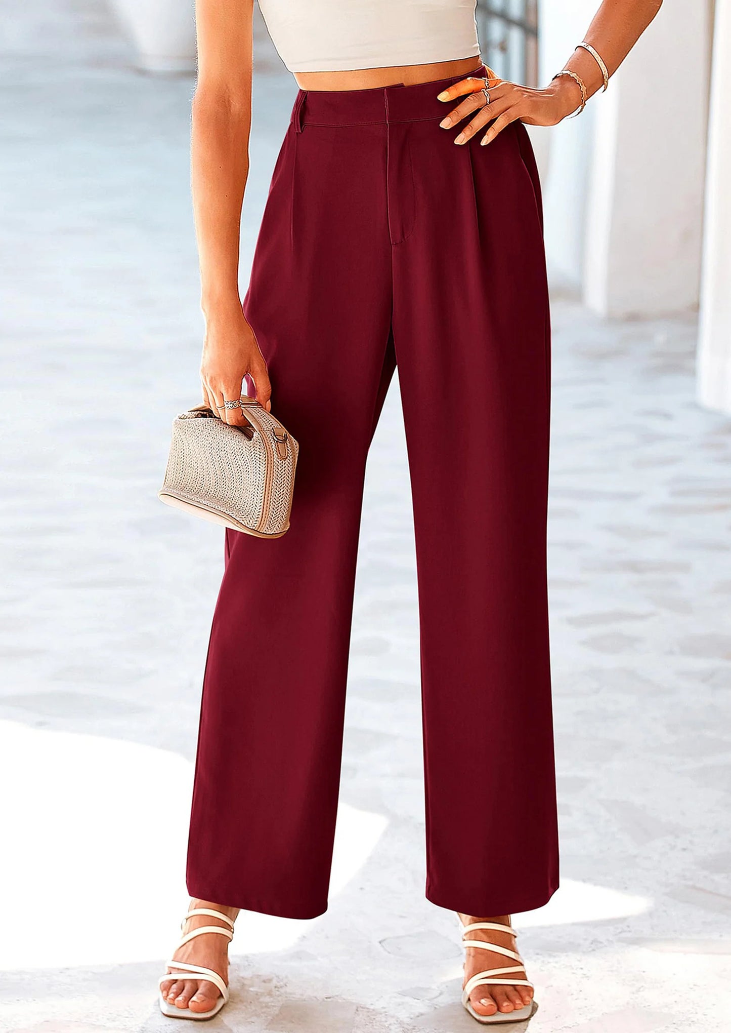 Wide Leg Pants for Women Trendy Fall High Waisted Business Casual Outfits Work Pant Trousers
