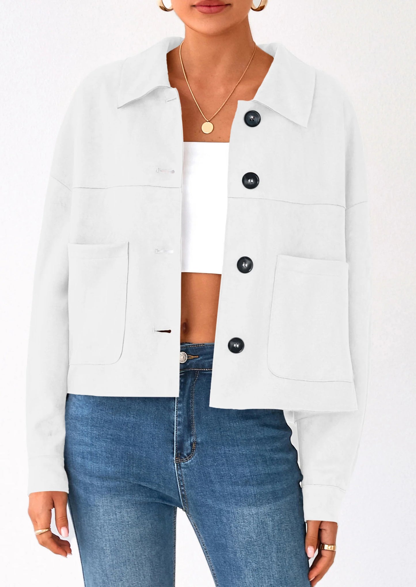 Women's Faux Suede Cropped Jacket Casual Lightweight Fall Fashion Winter Coats Outerwear Trendy Clothes