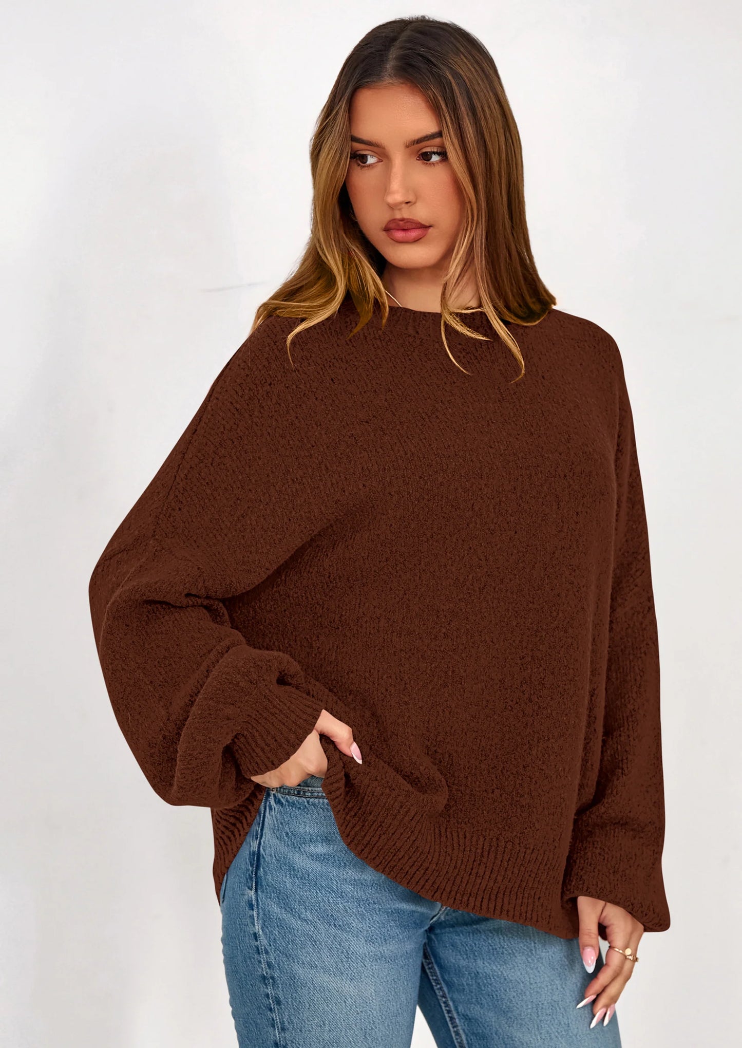 Sweaters for Women Fall Chunky Knit Long Sleeve Crew Neck Oversized Pullover Tops Winter Fashion Clothing