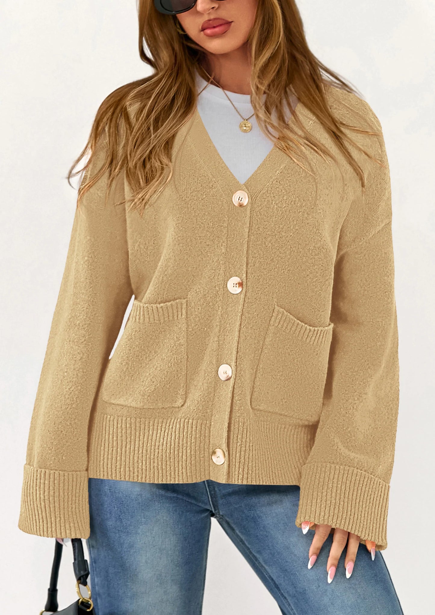 Women's Oversized Cardigan Sweaters Trendy Chunky Knit Long Sleeve V Neck Button Down Fall Winter Outfits