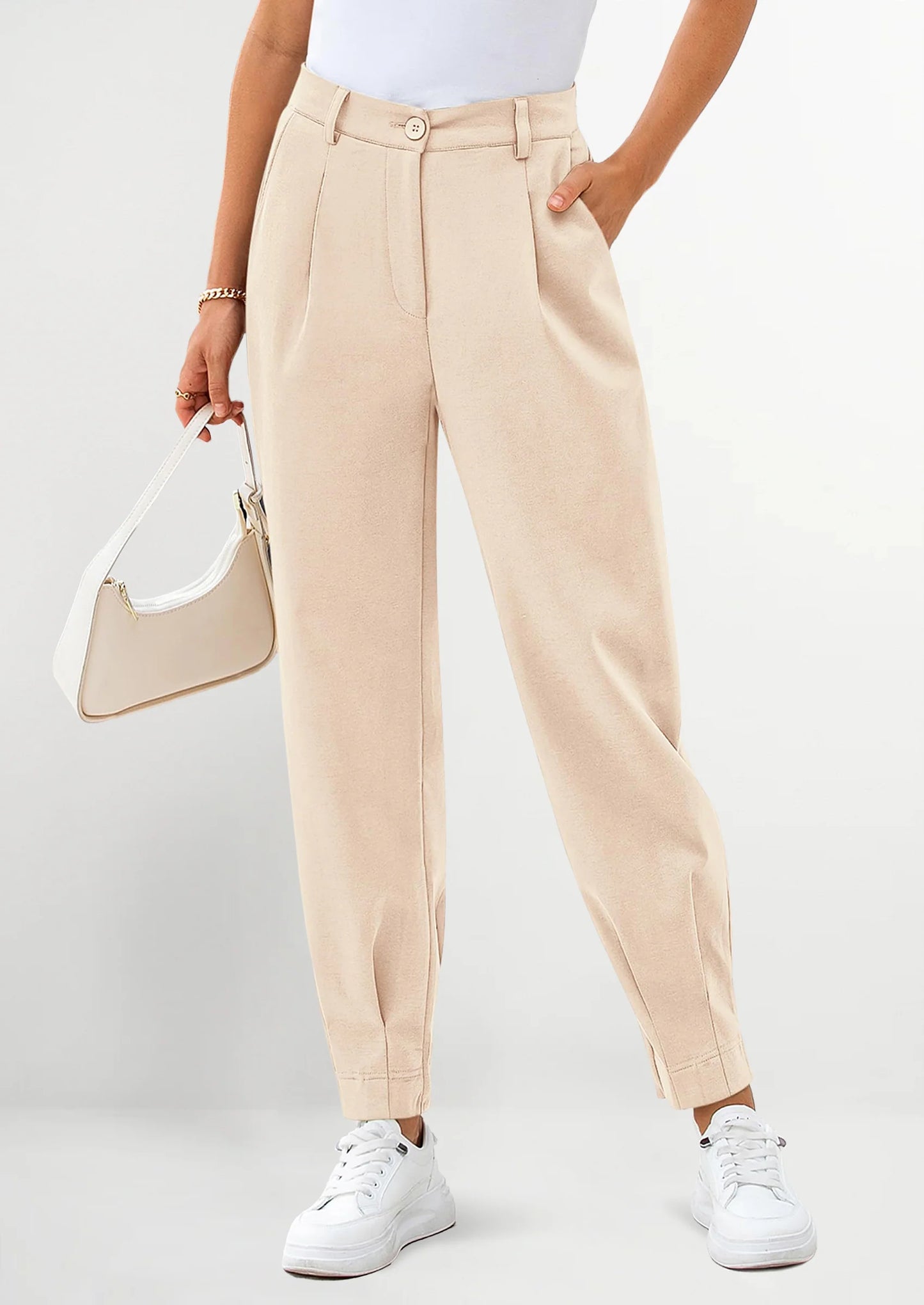 Womens Dress Pants Business Casual Trendy High Waisted Ankle Length Dressy Trousers Slacks Work Clothes