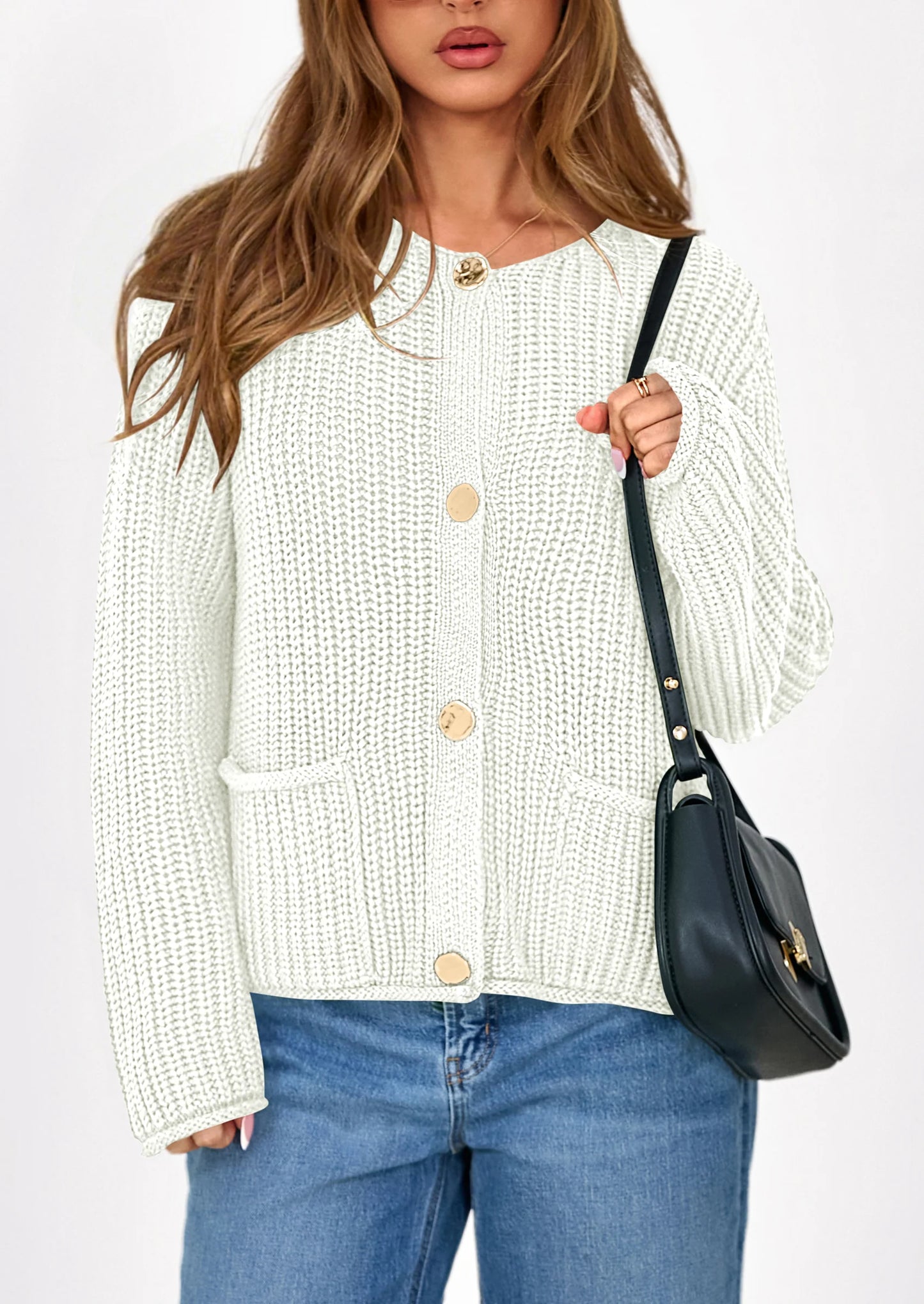 Cardigan Sweaters for Women Trendy Oversized Knit Chunky Button Cardigans Fall Winter Outfits with Pockets