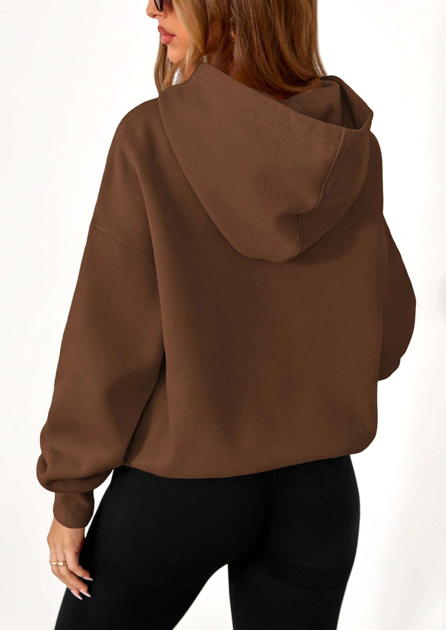 Women's Fall Hooded Sweatshirts Long Sleeve Half Zip Cropped Hoodies Pullover Winter Fashion Clothes