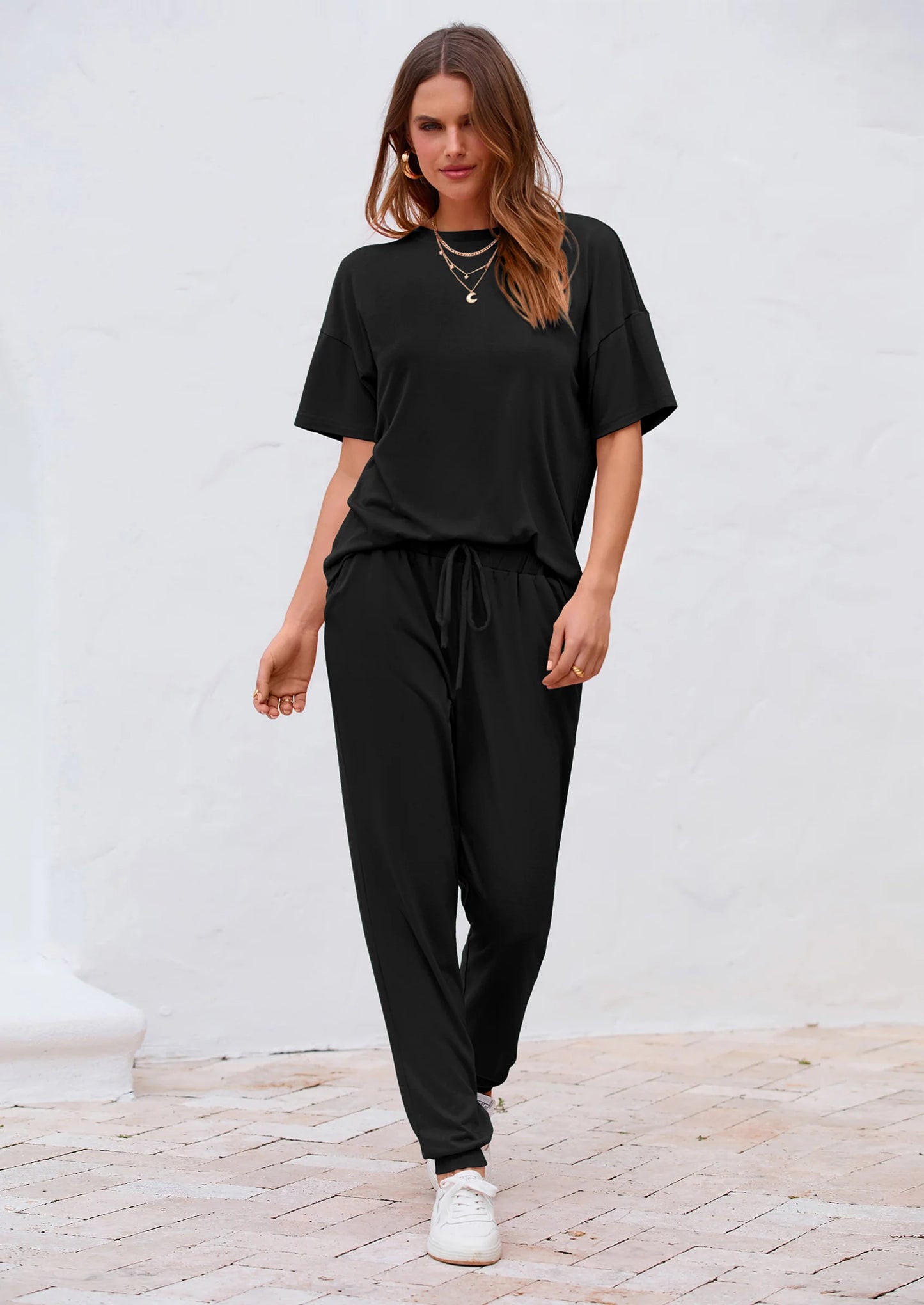 Women's Two Piece Lounge Sets Spring Summer Jogger Pants Vacation Outfits Travel Airplane Matching Clothes