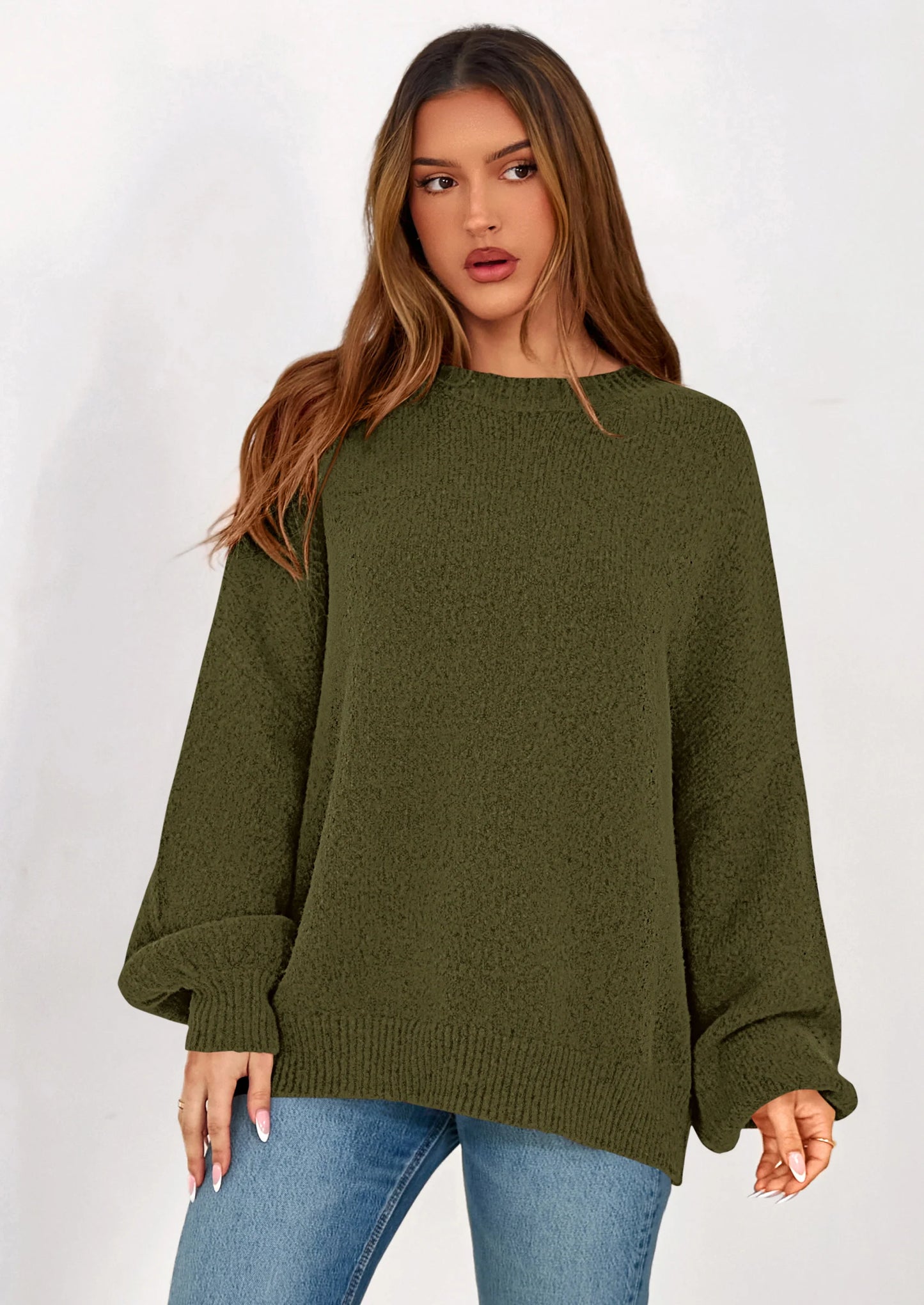 Sweaters for Women Fall Chunky Knit Long Sleeve Crew Neck Oversized Pullover Tops Winter Fashion Clothing