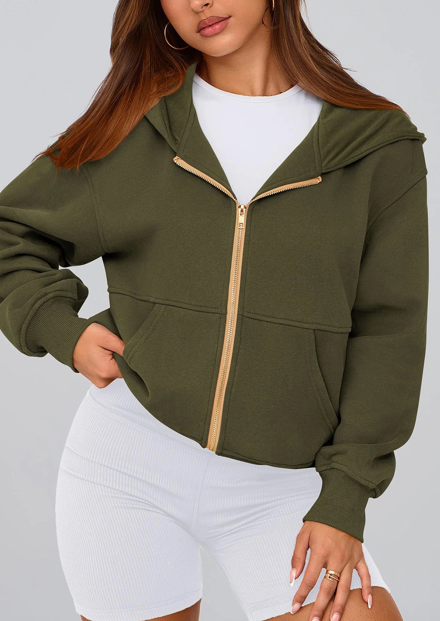 Hoodies For Women Sweatshirt Zip Up Hoodie Fall Fashion Trendy Long Sleeve Jackets Winter Clothing Outfits