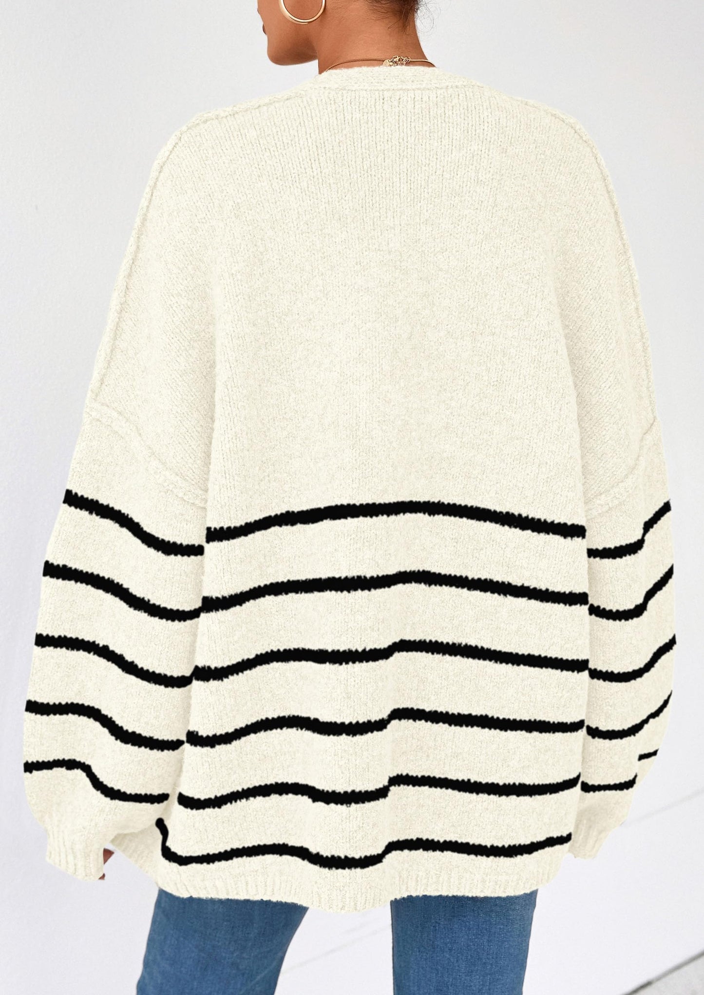 Womens Oversized Cardigan Sweaters Fall Long Lantern Sleeve Knit Open Front Lightweight Sweater