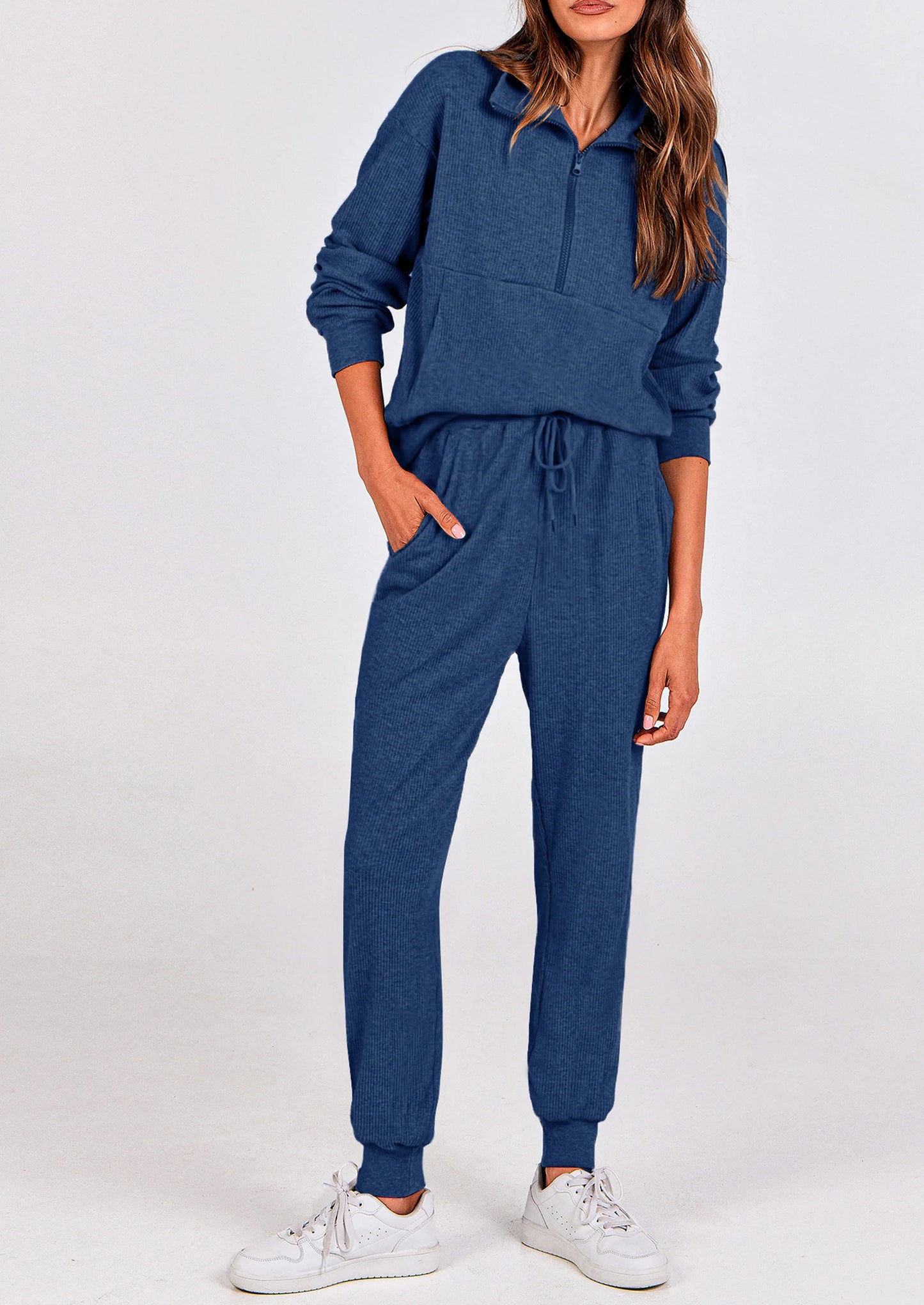 Women's Fall 2 Piece Lounge Sets Zip Up Sweatshirt Jogger Pants Sweat Track Suits Travel Outfit Winter Clothing