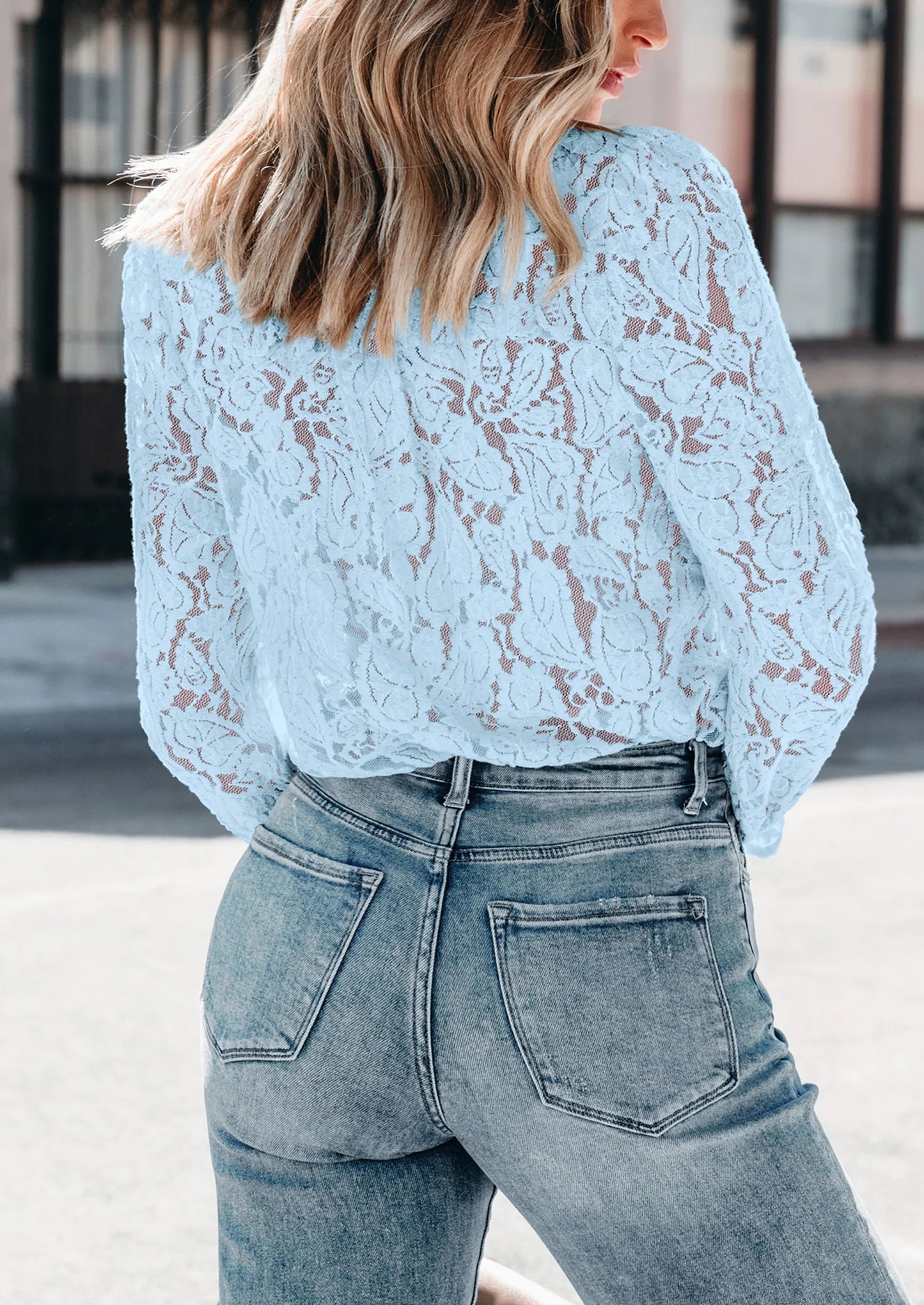 Women's Dressy Casual Lace Blouse Long Sleeve Button Up Shirts Tops Spring Fall Fashion Clothes