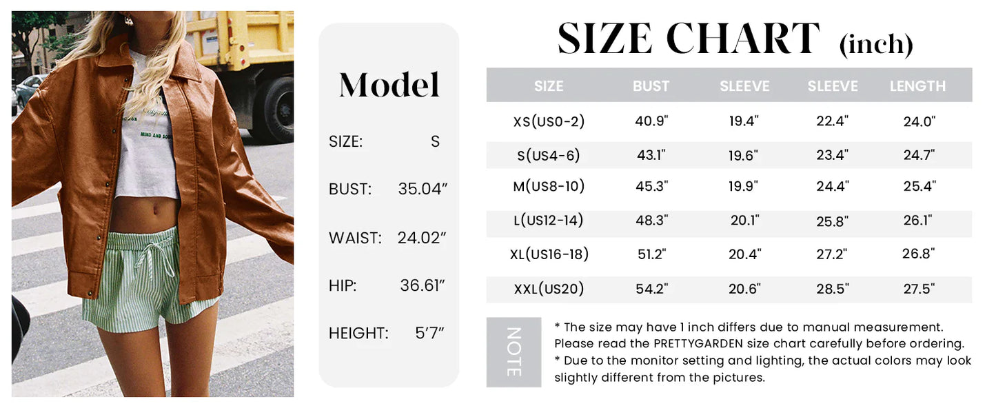 Women's Faux Leather Motorcycle Jacket Trendy Fall Spring Clothes Oversized Zip Up Winter Coat Outerwear