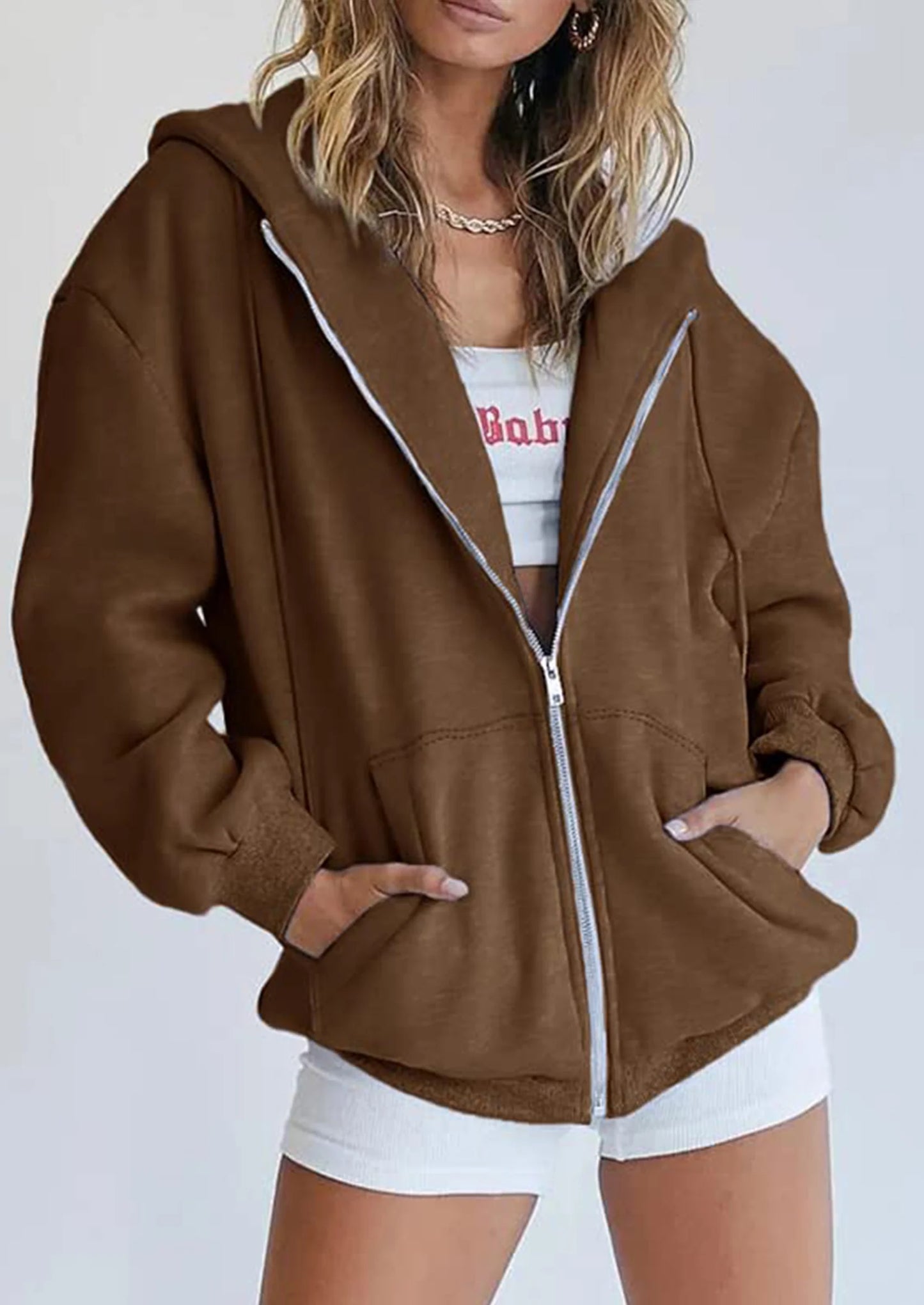 Women's Zip Up Y2K Hoodies Casual Long Sleeve Sweatshirts Fall Spring Track Jackets with Pockets