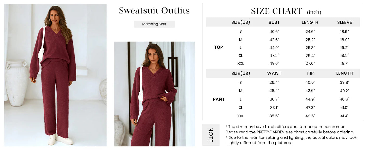 Lounge Sets for Women Two Piece Sweaters Pajama Set Fall Fashion Loungewear Outfits Matching Winter Clothes