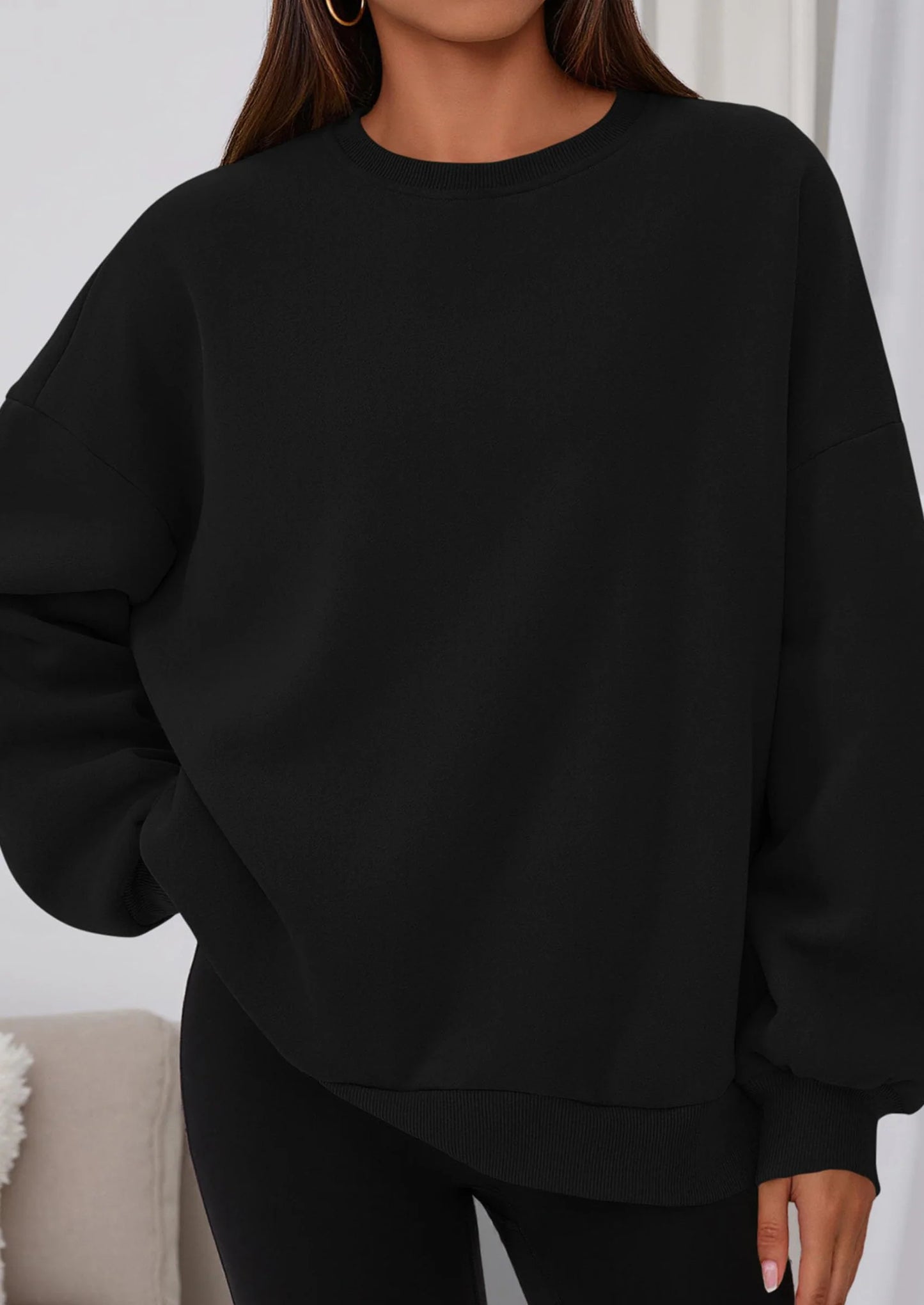 Sweatshirts for Women Oversized Crewneck Fleece Pullover Long Sleeve Tops Comfy Fall Winter Fashion Outfits