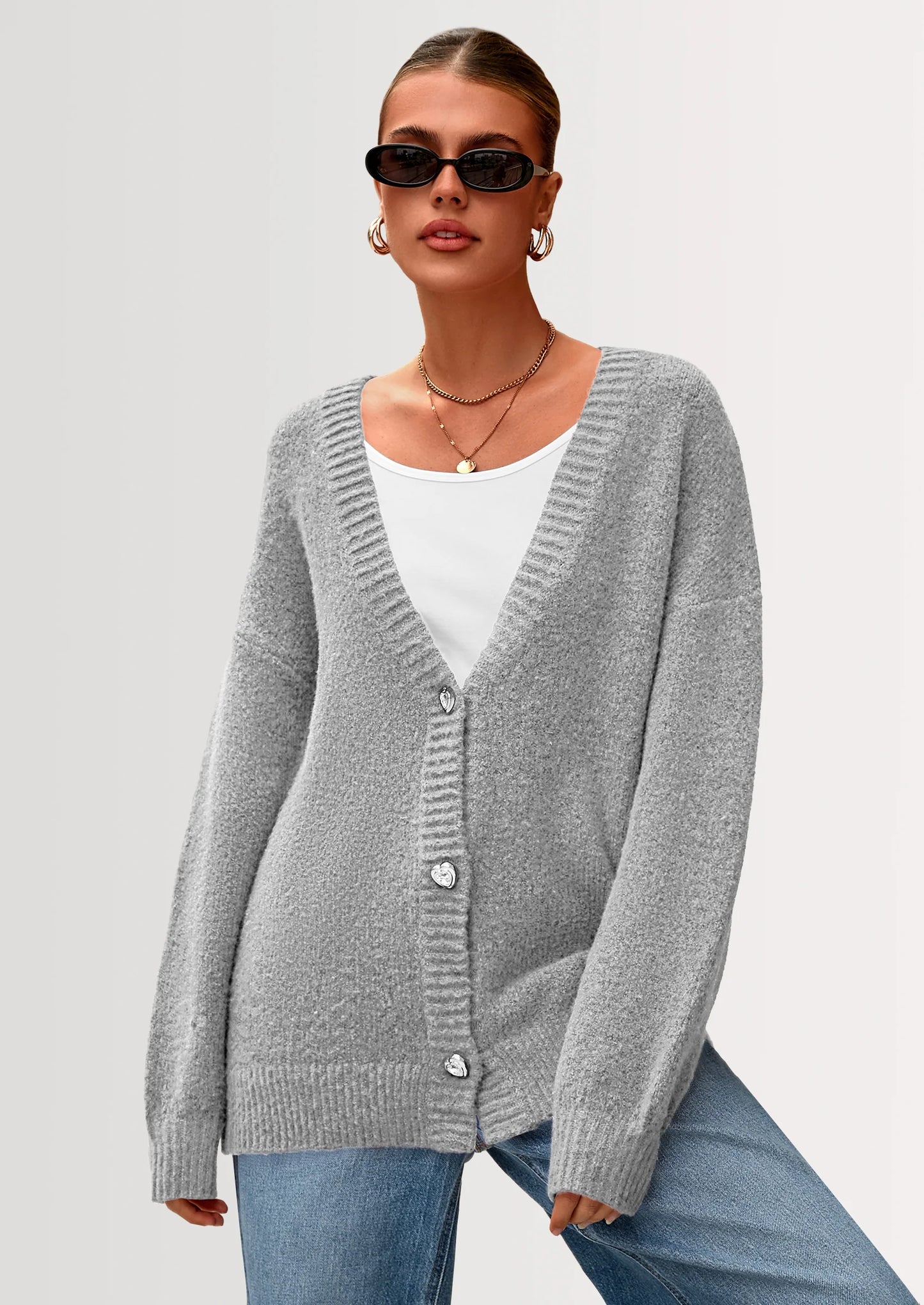 Cardigan Sweaters for Women Trendy Fall Long Sleeve Button Down Oversized Chunky Knit Sweater Outerwear