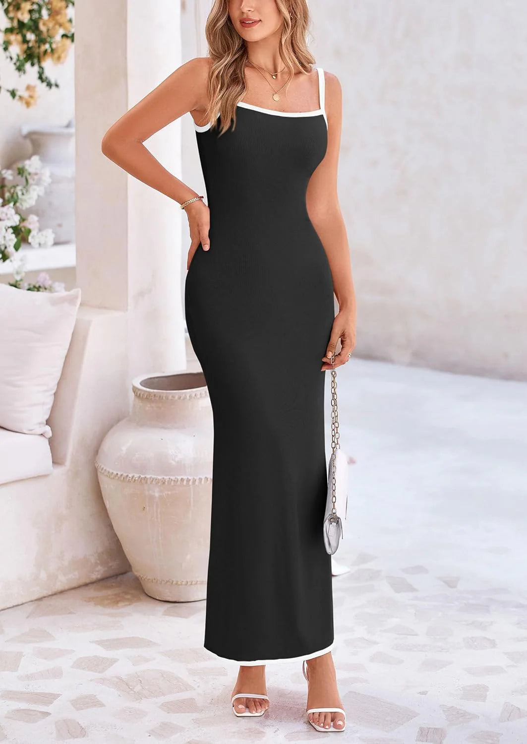 Spring Dresses for Women Summer Resort Wear Sexy Bodycon Sundress Spaghetti Strap Vacation Maxi Dress
