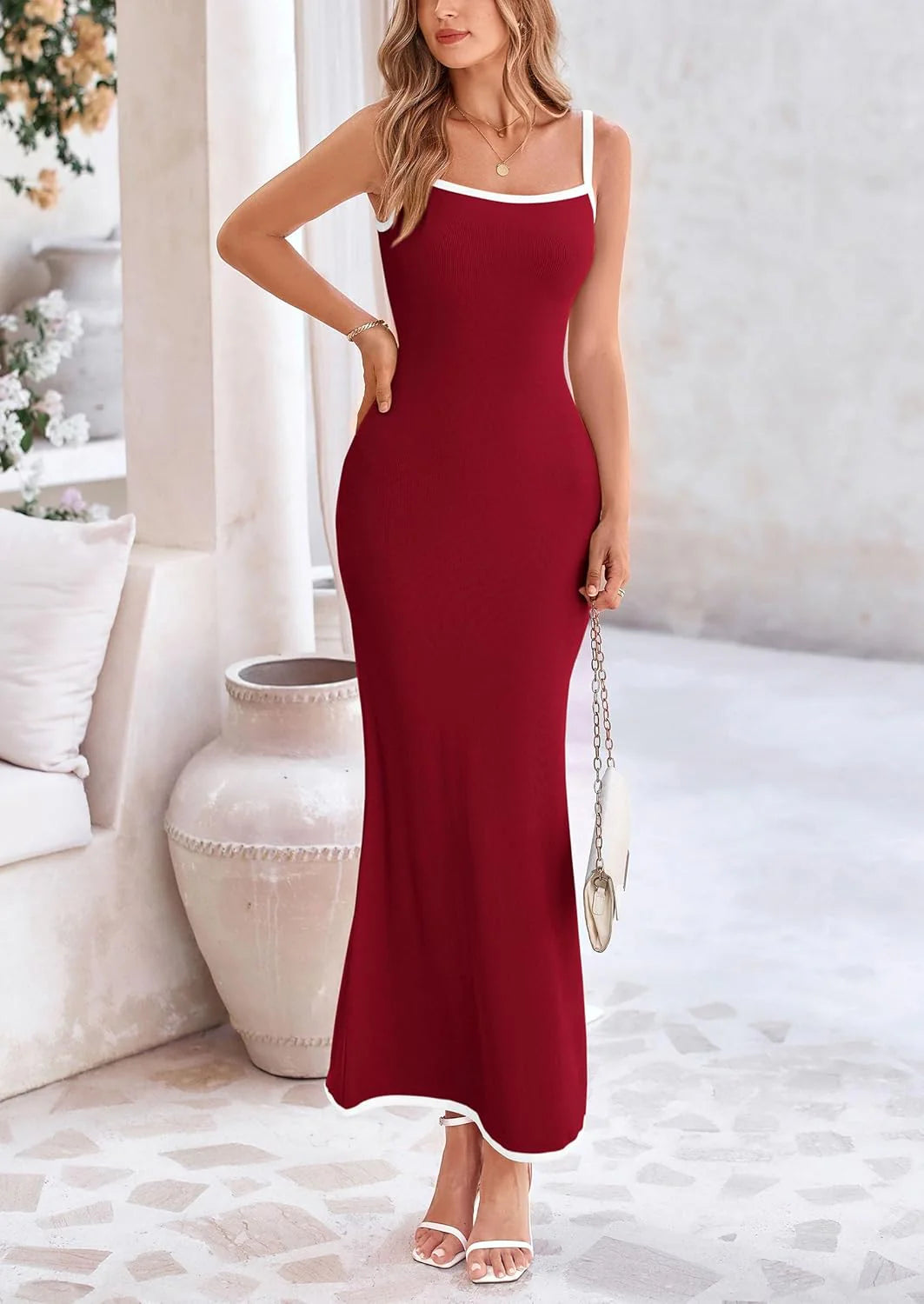 Spring Dresses for Women Summer Resort Wear Sexy Bodycon Sundress Spaghetti Strap Vacation Maxi Dress