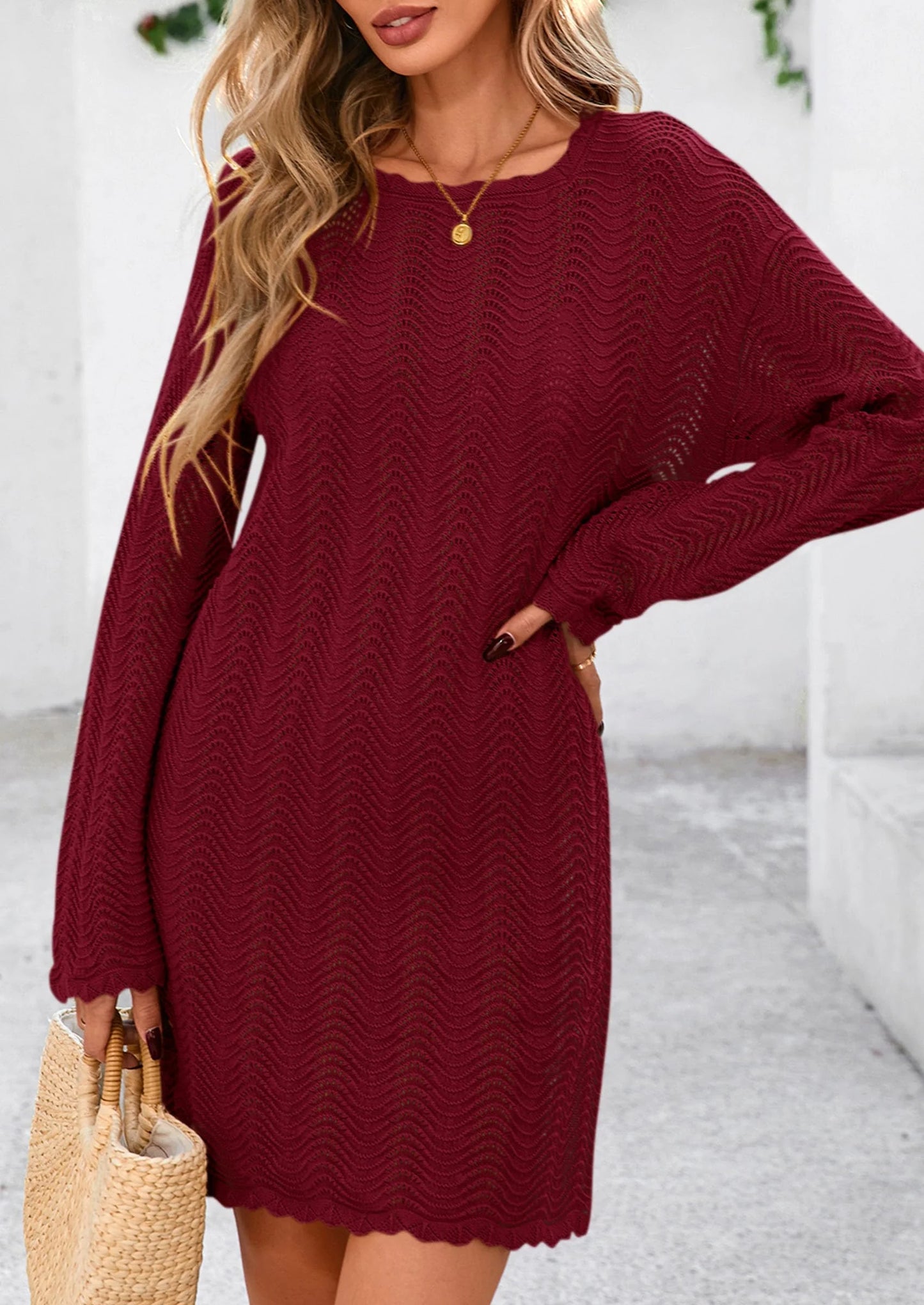 Women's Swimsuit Cover Up Summer Bathing Suit Swimwear Crochet Knit Dress Fashion Beach Vacation Clothes