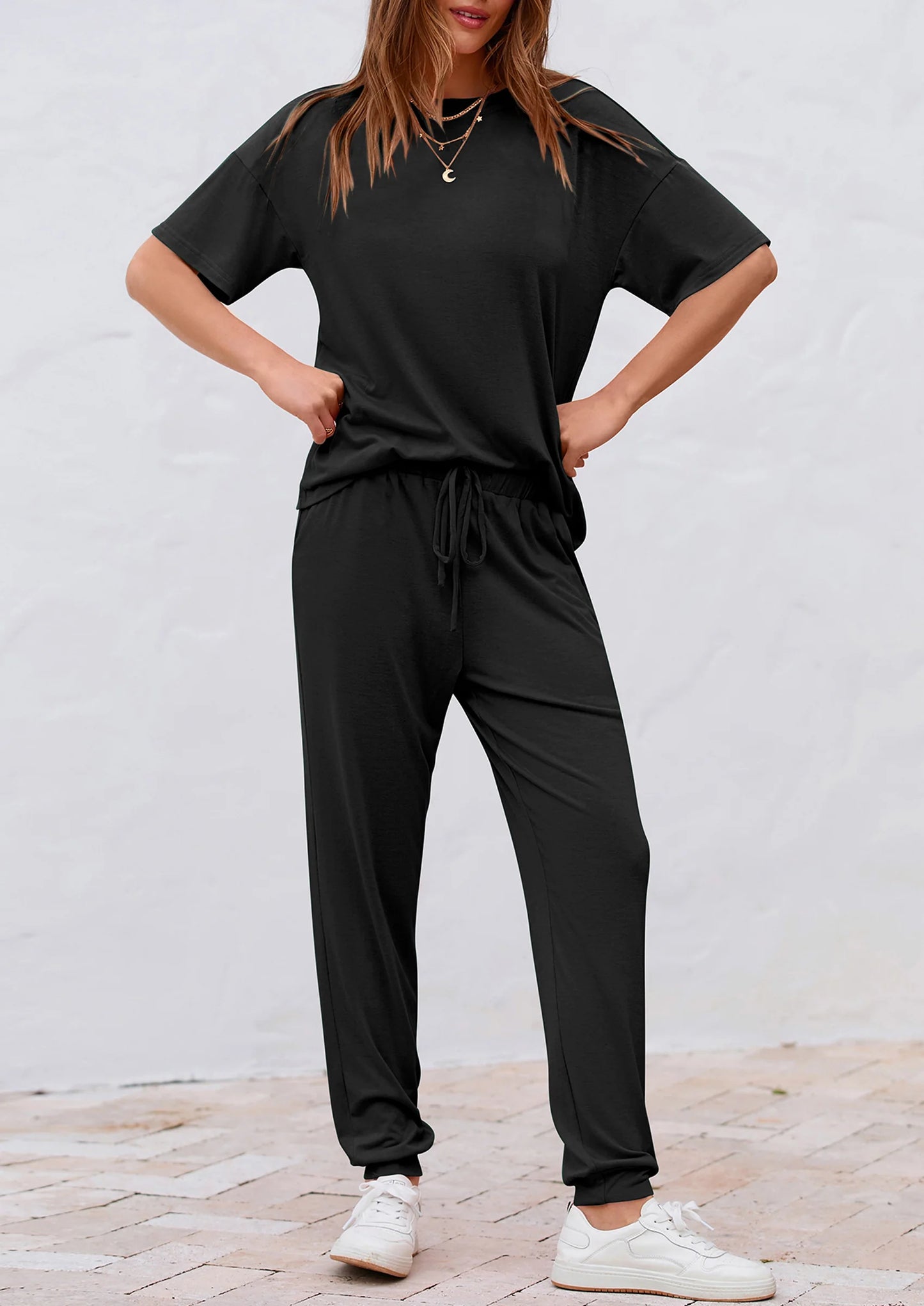 Women's Two Piece Lounge Sets Spring Summer Jogger Pants Vacation Outfits Travel Airplane Matching Clothes