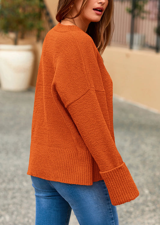 Women's Fall Oversized Sweaters Casual Crewneck Pullover Long Sleeve Fuzzy Chunky Knit Tops Blouse
