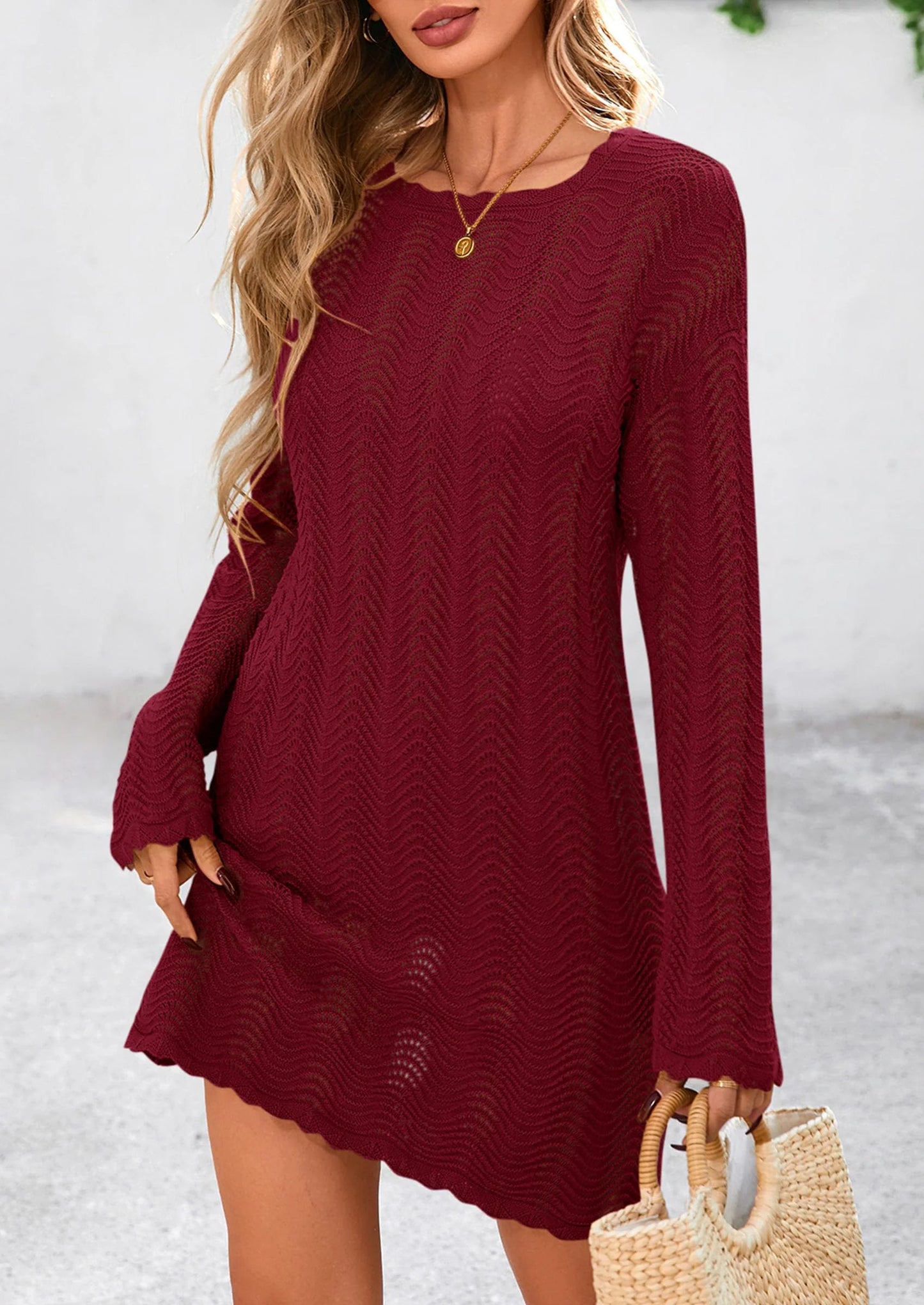 Women's Swimsuit Cover Up Summer Bathing Suit Swimwear Crochet Knit Dress Fashion Beach Vacation Clothes