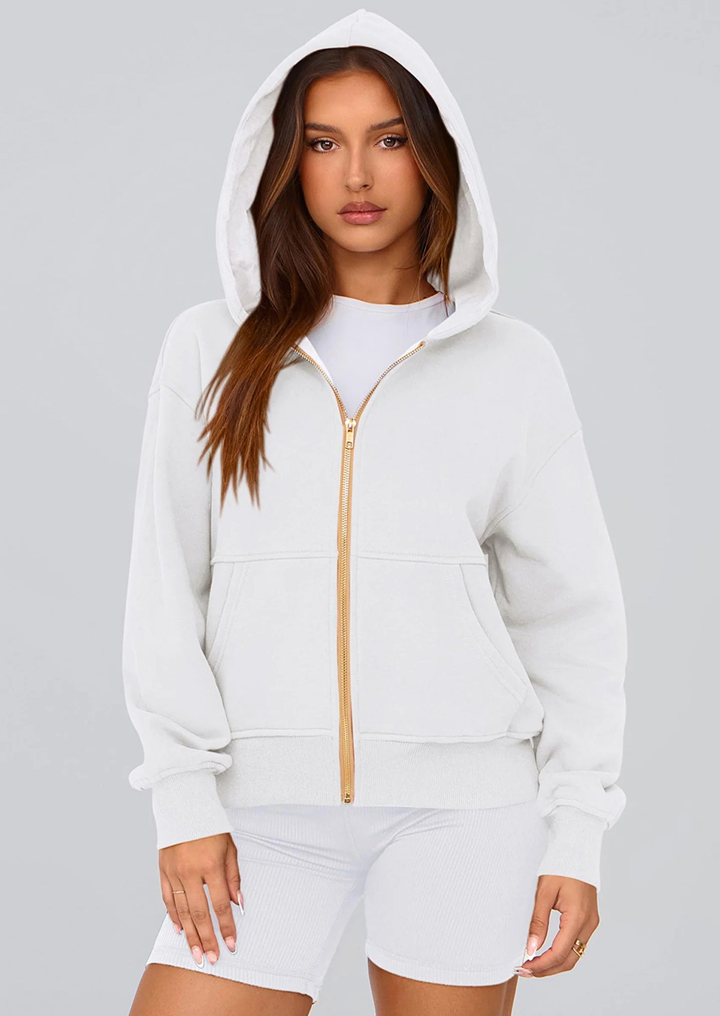 Hoodies For Women Sweatshirt Zip Up Hoodie Fall Fashion Trendy Long Sleeve Jackets Winter Clothing Outfits