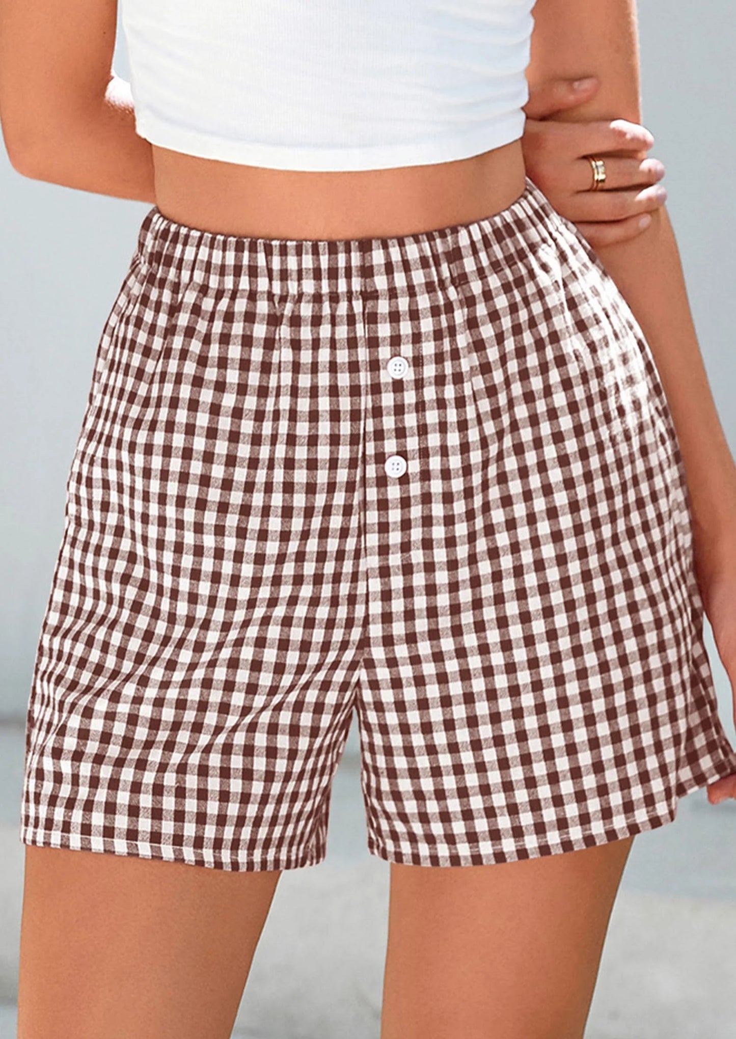 Womens Shorts Boxers Summer Gingham Pajama Lounge Sleep Y2K Plaid Pj Shorts Beach Bottoms