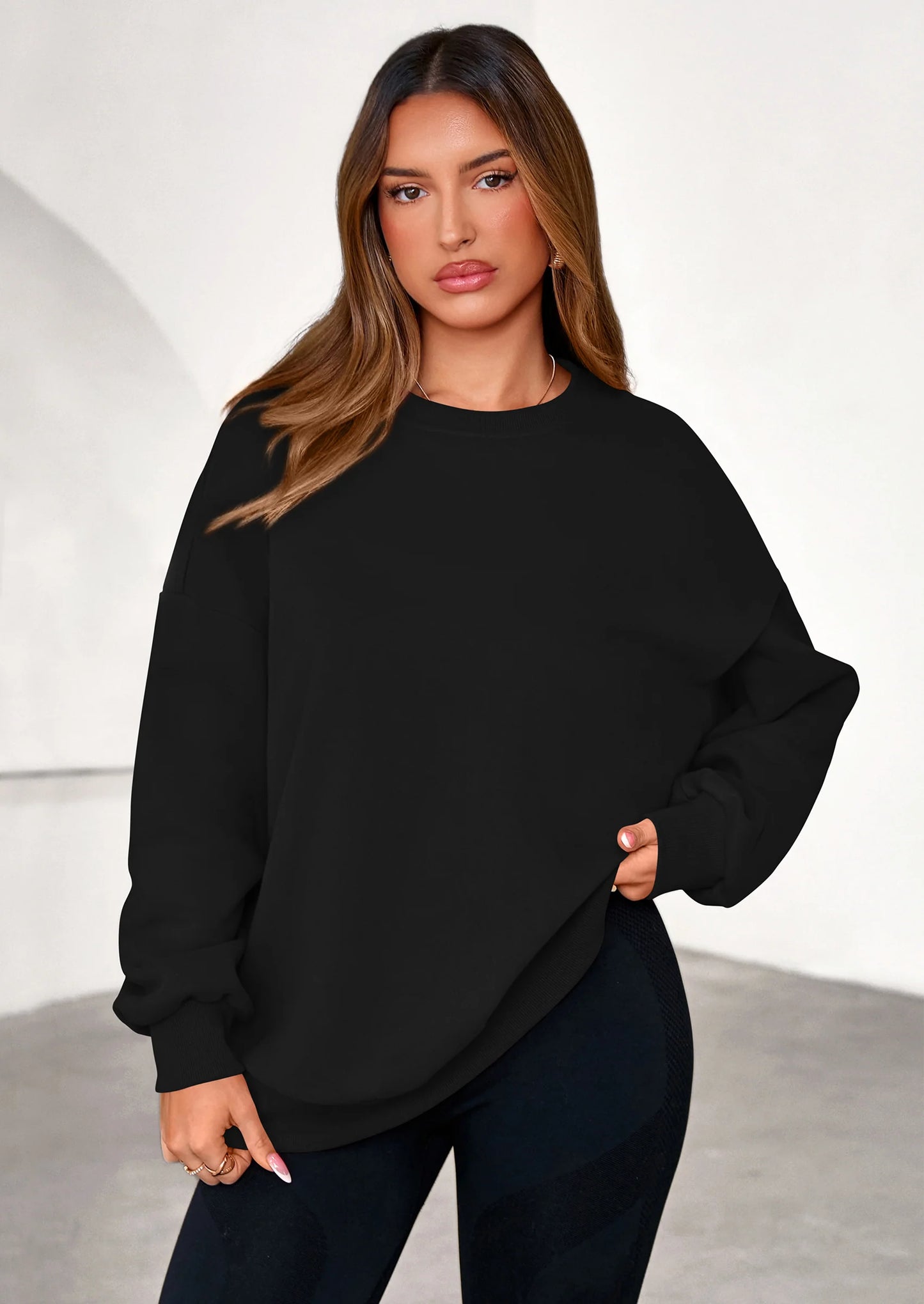 Sweatshirts for Women Oversized Crewneck Fleece Pullover Long Sleeve Tops Comfy Fall Winter Fashion Outfits