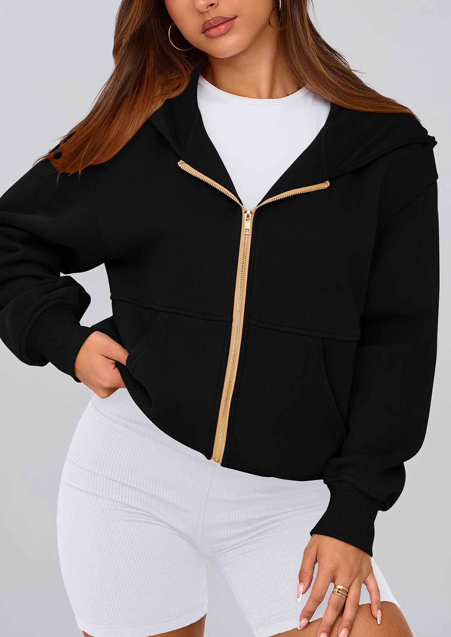 Hoodies For Women Sweatshirt Zip Up Hoodie Fall Fashion Trendy Long Sleeve Jackets Winter Clothing Outfits