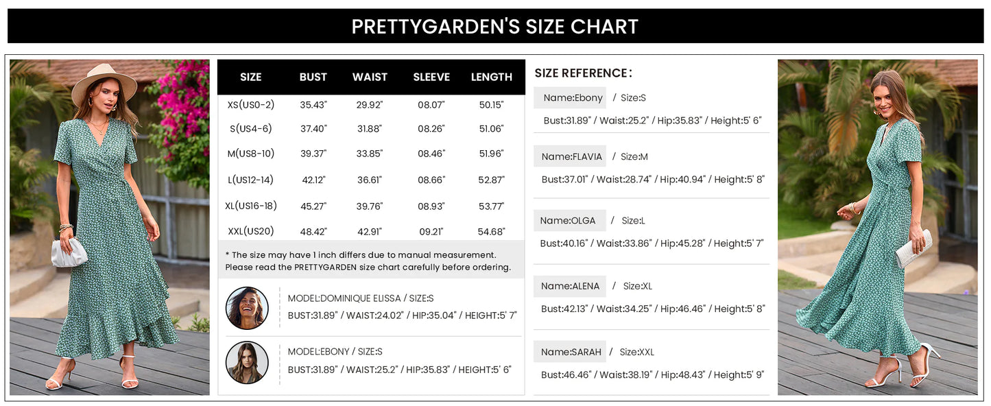 Women's Summer Maxi Dress Casual Wrap Floral Boho Short Sleeve V Neck Split Ruffle Beach Long Dresses